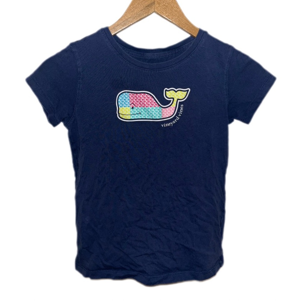 VINEYARD VINES Girls Multi Color Whale Logo T-shirt Short Sleeve Preppy Tee M